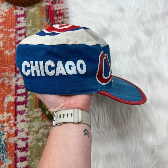 Vintage 80s MLB Chicago Cubs Baseball Hat Cap One Size OS Blue Red White - Picture 3 of 11